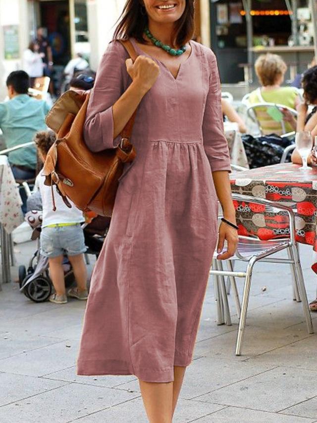 Women Clothing Autumn Winter Loose Half Length Sleeve Dress