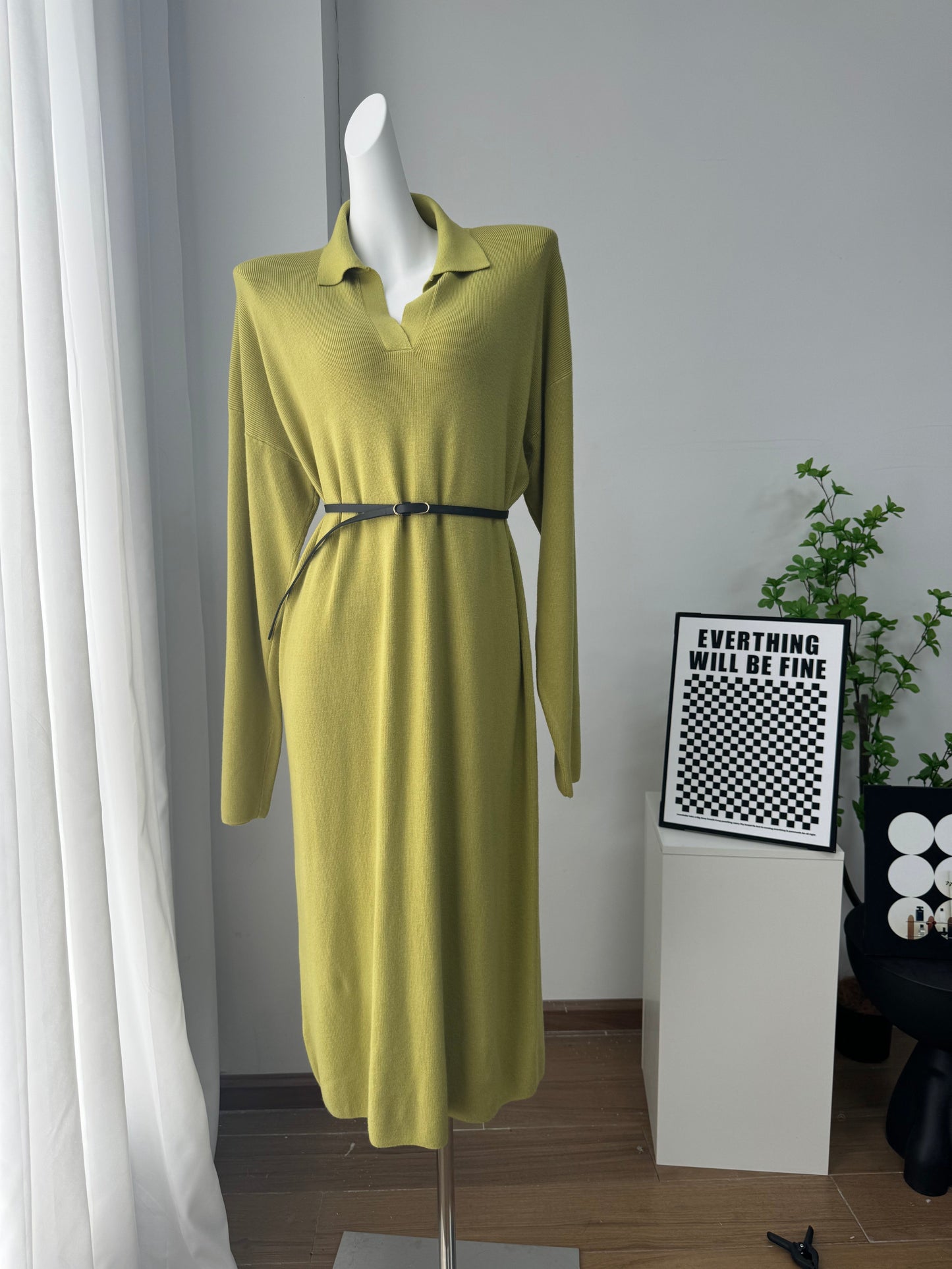 Fall Winter Scissors Collar Soft Woolen Long Elegant All Match Loose Maxi Dress