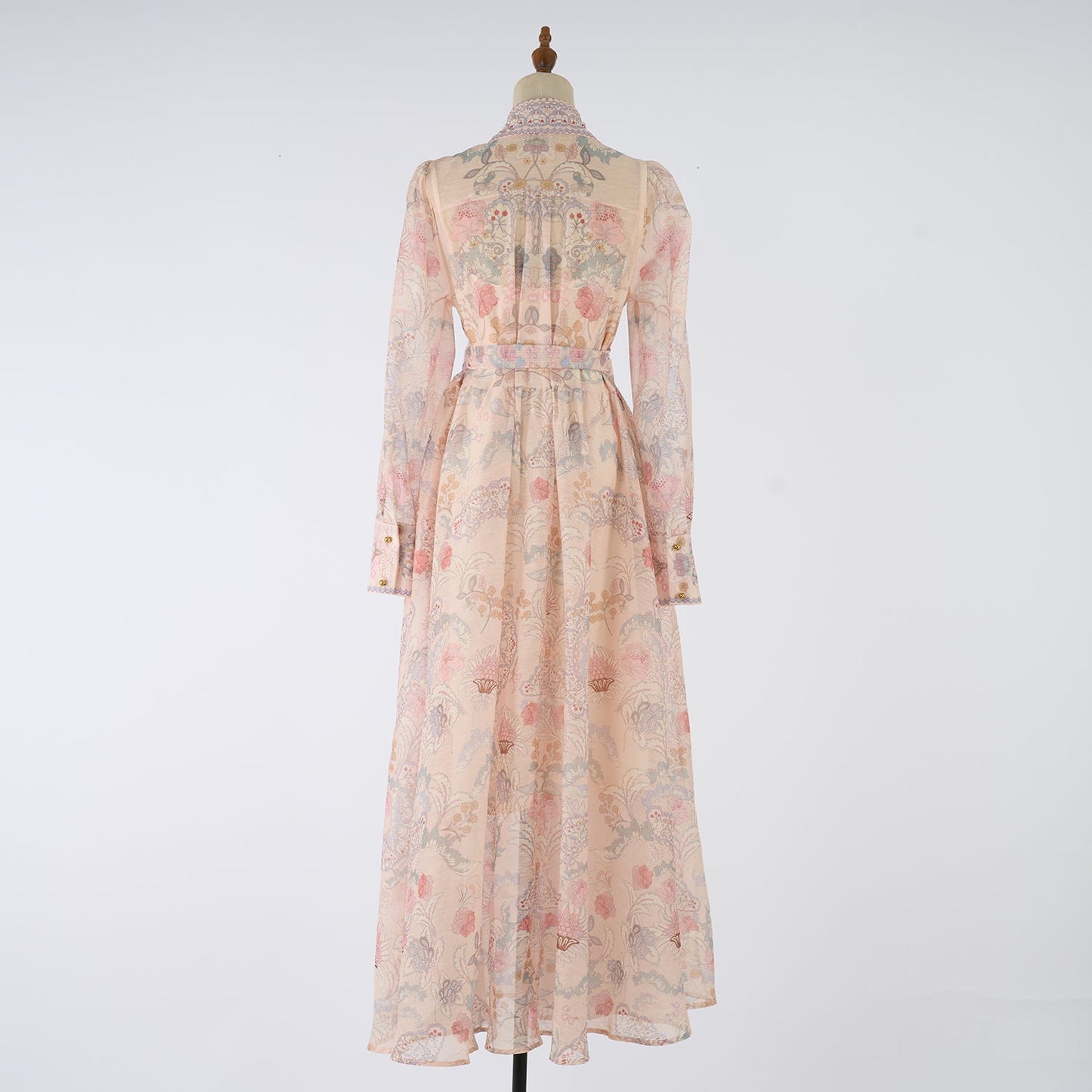 Women Spring Autumn Two Piece Set Printed Single Breasted Maxi Dress