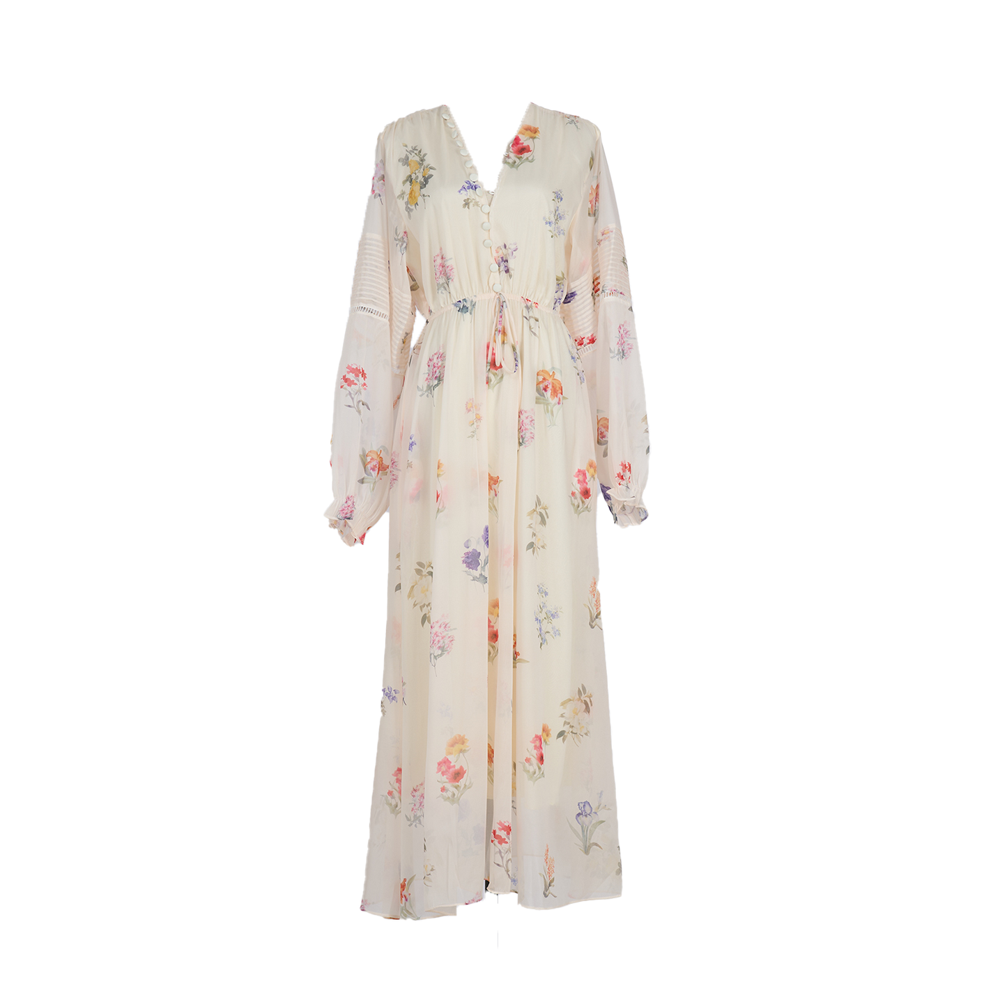 Women Country Style Long Sleeved Fitted Printed Dress That Flatters The Figure And Makes One Look Slimmer