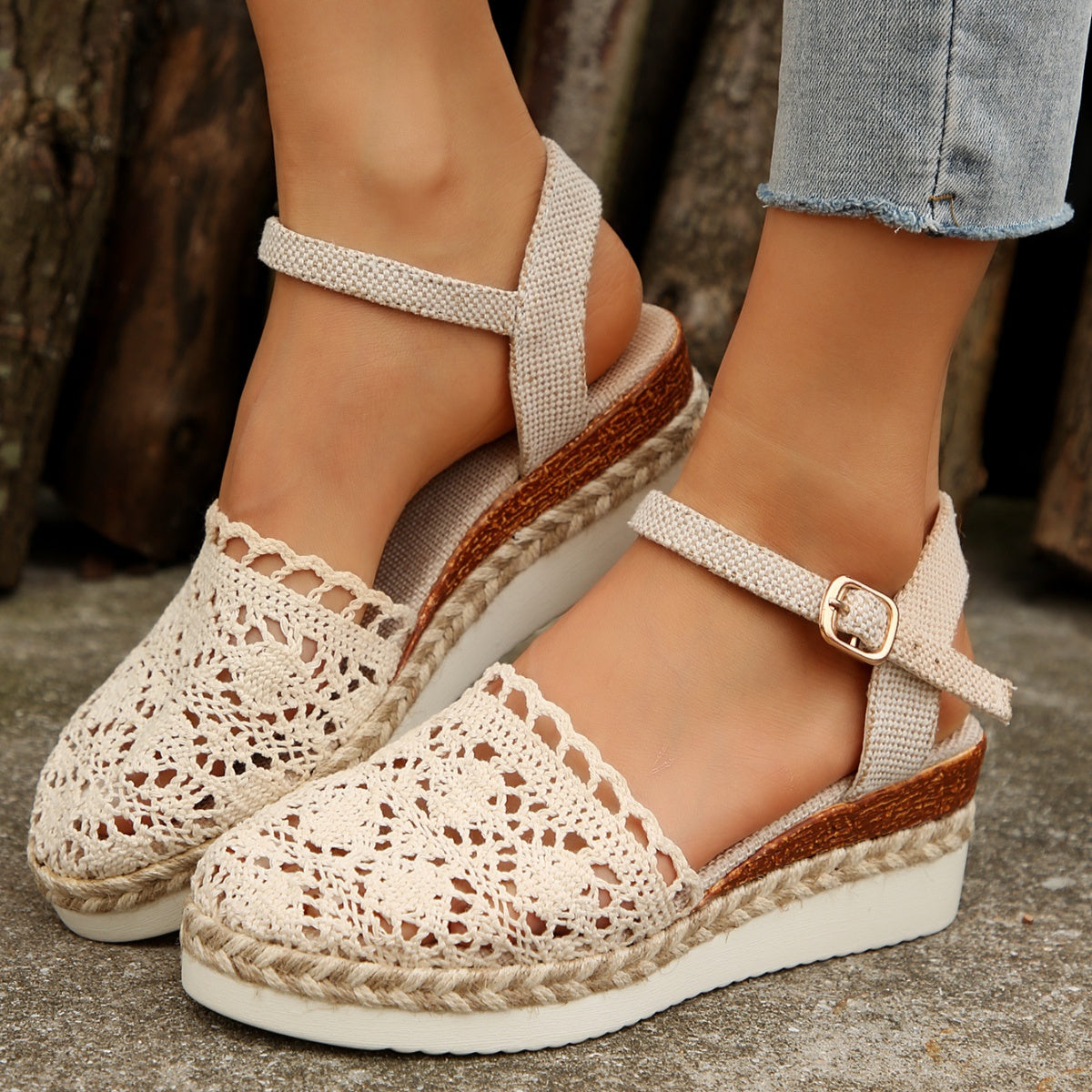 Round Toe Wedge Sandals