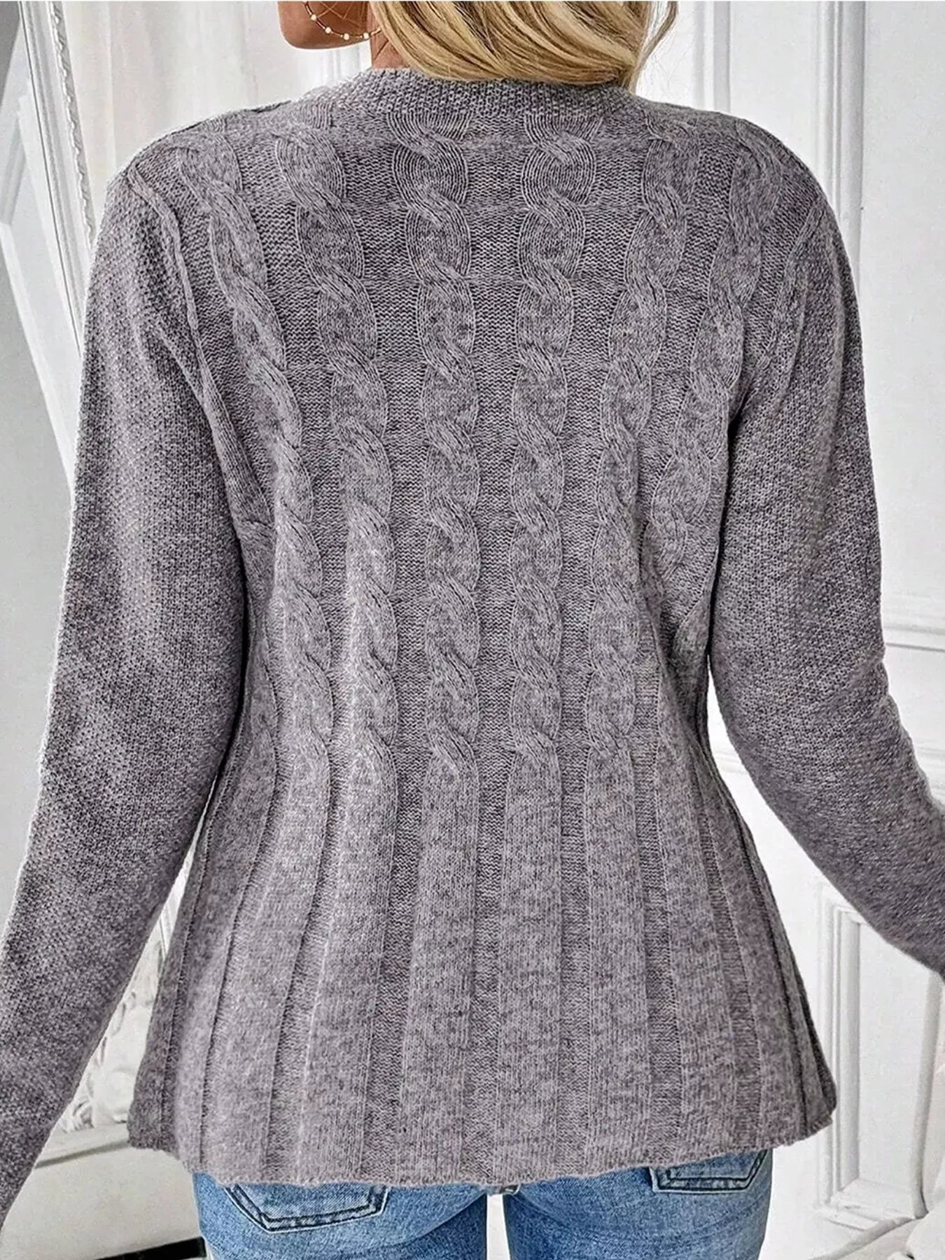 Cable-Knit Button-Down Cardigan