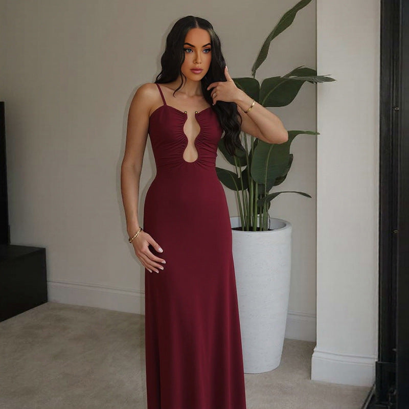 Women Clothing Sexy Cutout Slim Fit Backless Camisole Dress for Women