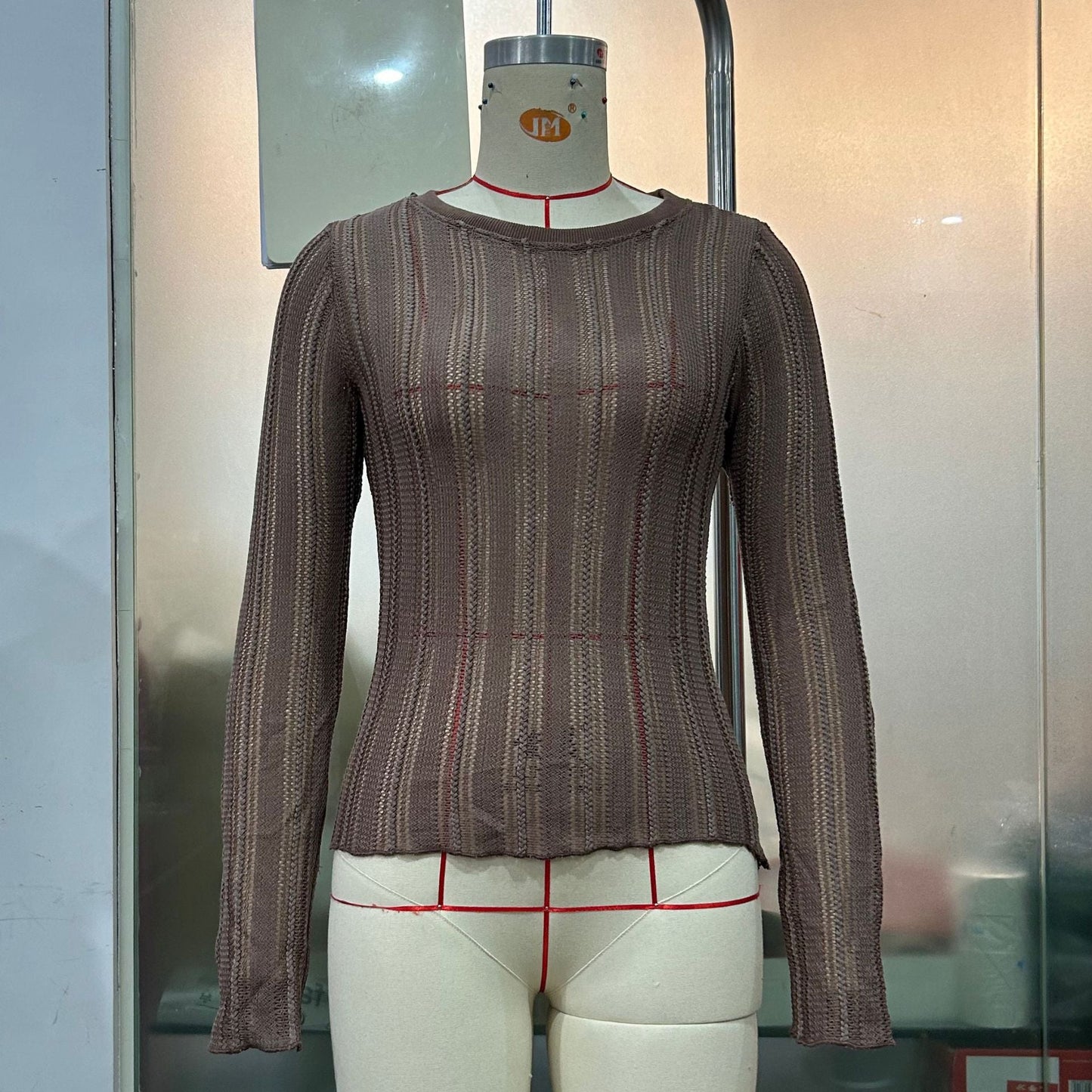 Women Clothing T shirt Sexy Cutout Top Simple Solid Color Slim Fit Cropped Long Sleeve T shirt Top