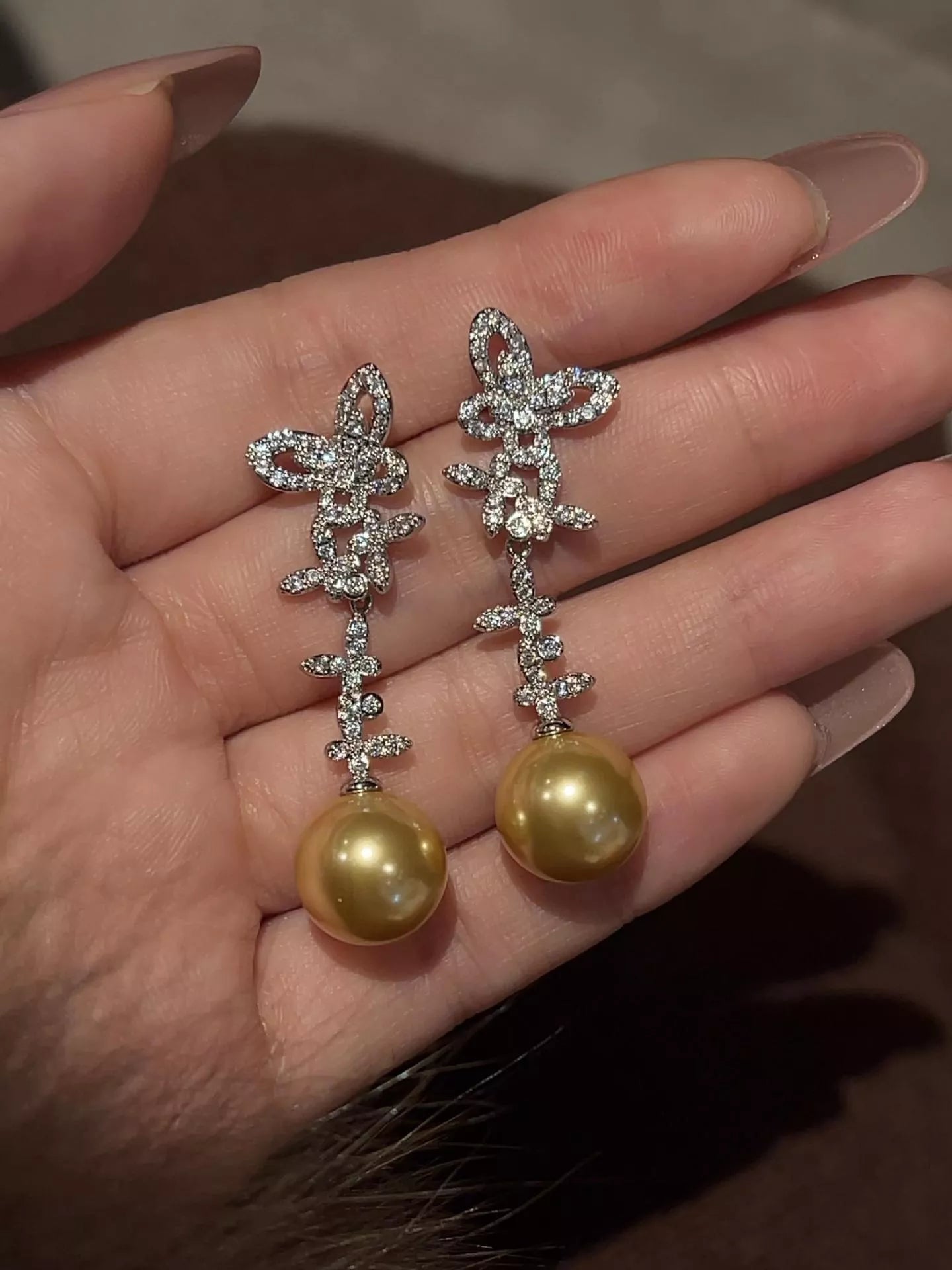 Butterfly Pearl Drop Earrings