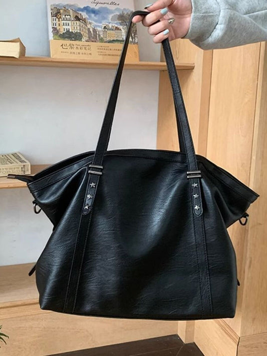 Star-Embellished Leather Shoulder Bag