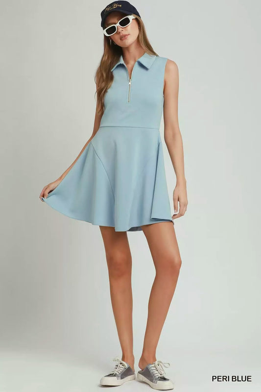 Umgee Collared Quarter Zip Tennis Dress