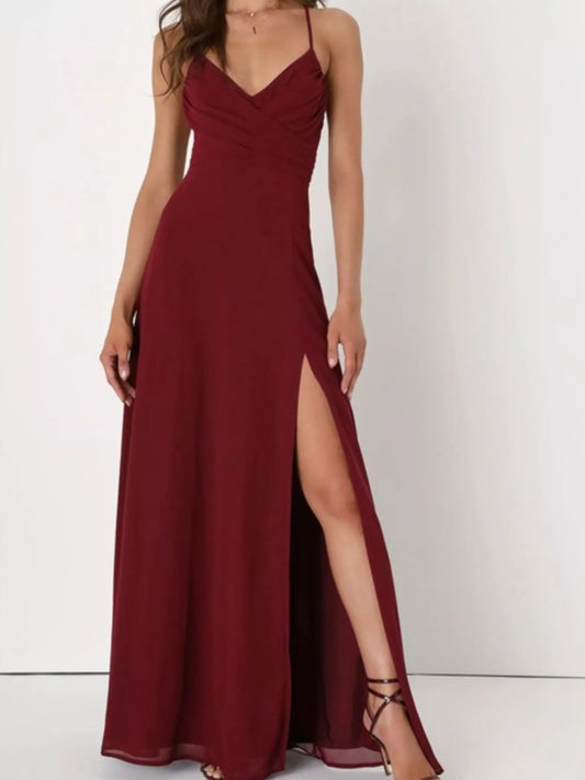 Crisscross Back Slit Maxi Dress