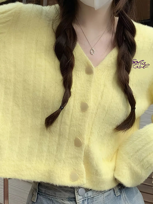 Button Up Ribbed Knit Cardigan