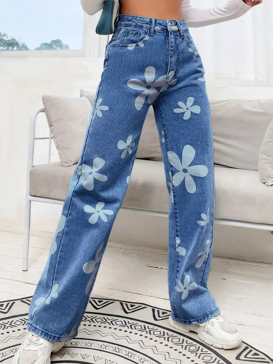 Floral Wide Leg Jeans