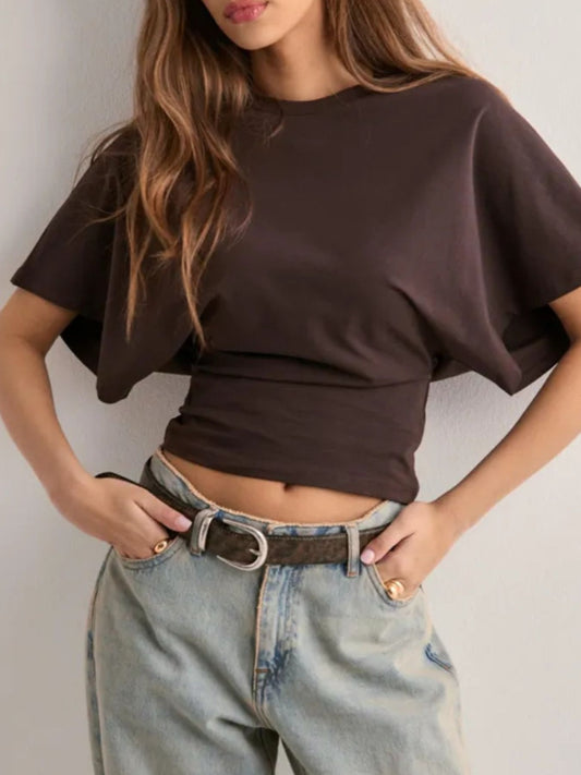 Batwing Sleeve Fitted Waist T-Shirt