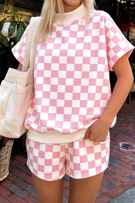 Checkerboard Short Sleeve Tee and Shorts Set