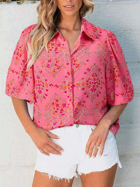 Floral Print Puff Sleeve Shirt