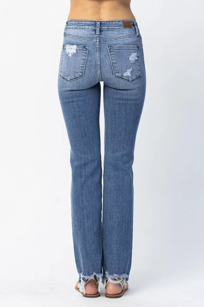 Judy Blue Full Size Mid Rise Destroy Straight Jeans Plus Size