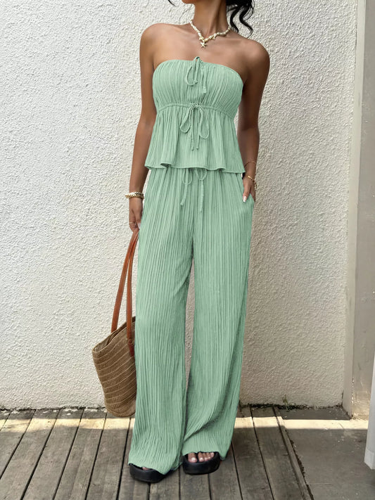 Tube Top and Wide-Leg Pants Set