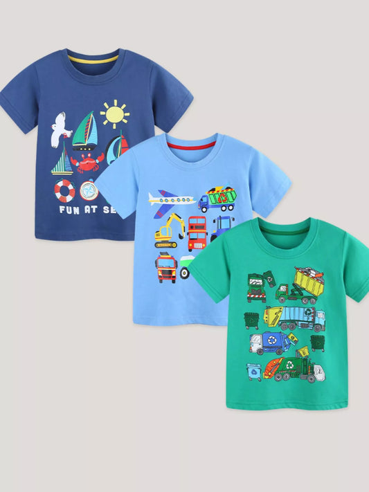 Children's Vehicle Graphic Short Sleeve T-Shirt