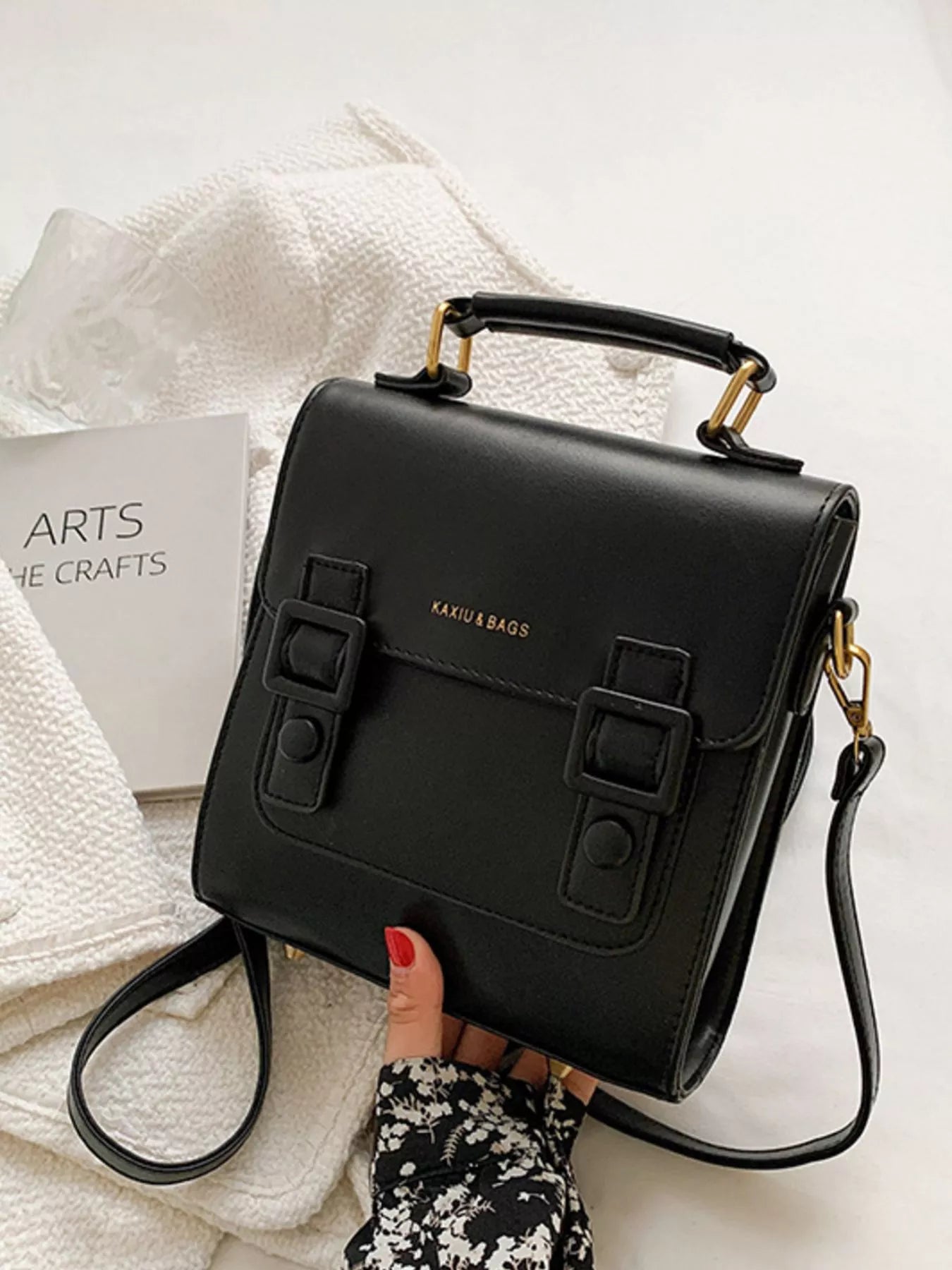 Double Buckle Square Backpack Bag