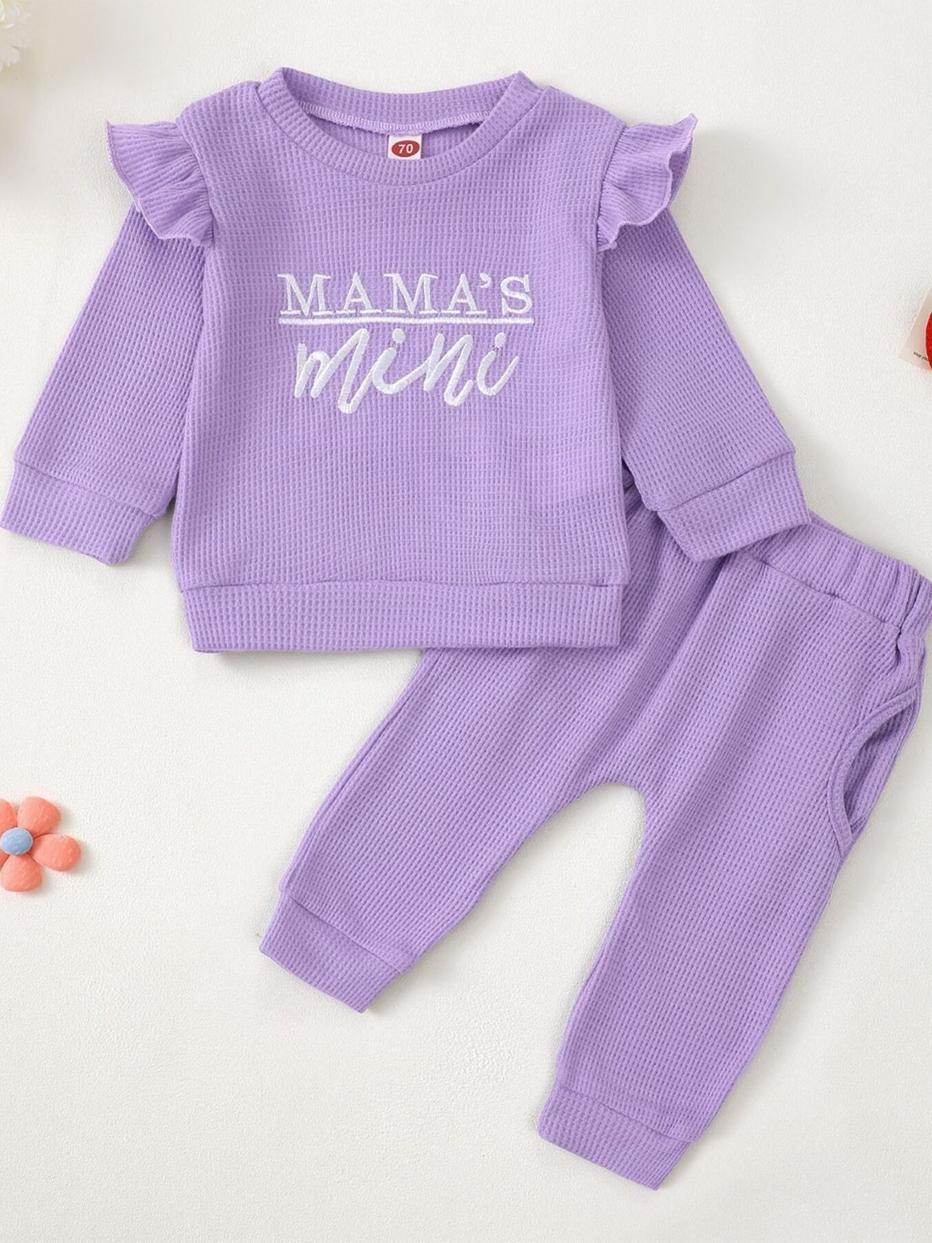 Children's Letter Ruffled Trim Top and Pants Set
