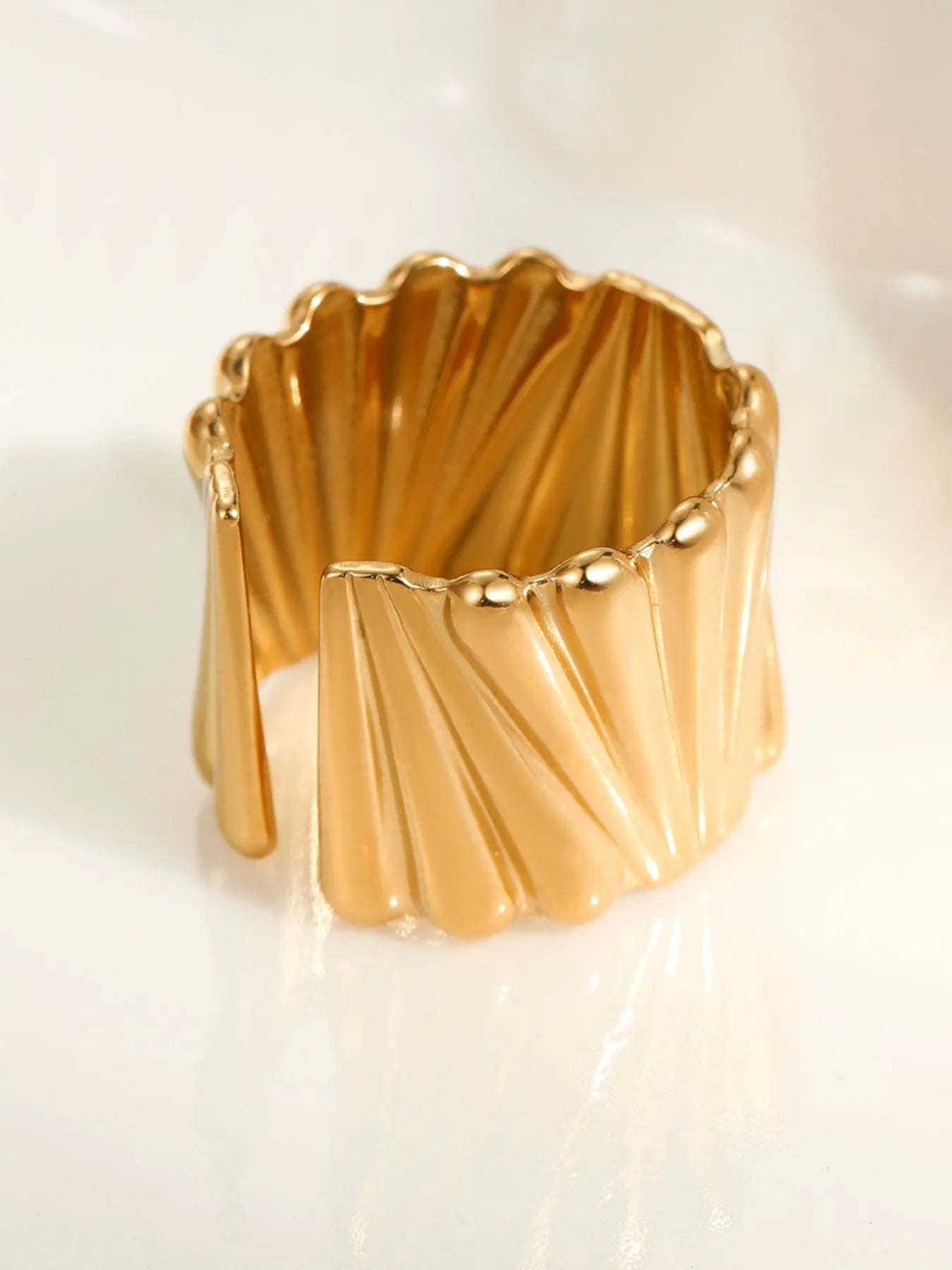 18K Gold-Plated Wide Band Statement Ring
