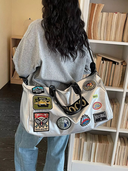 Patchwork Embellished Travel Bag