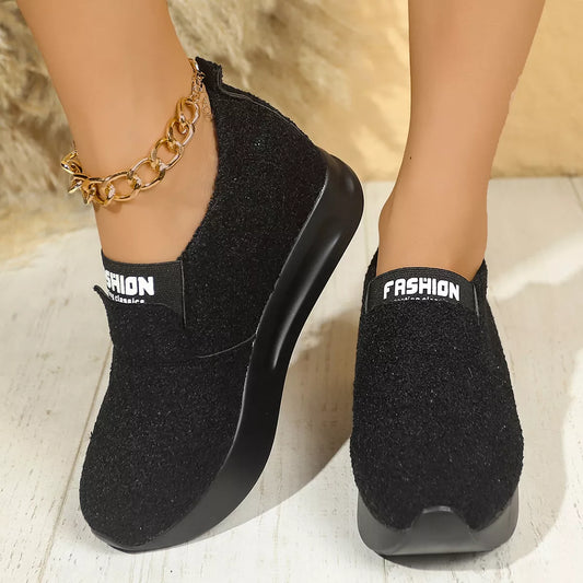 Round Toe Platform Slip-Ons