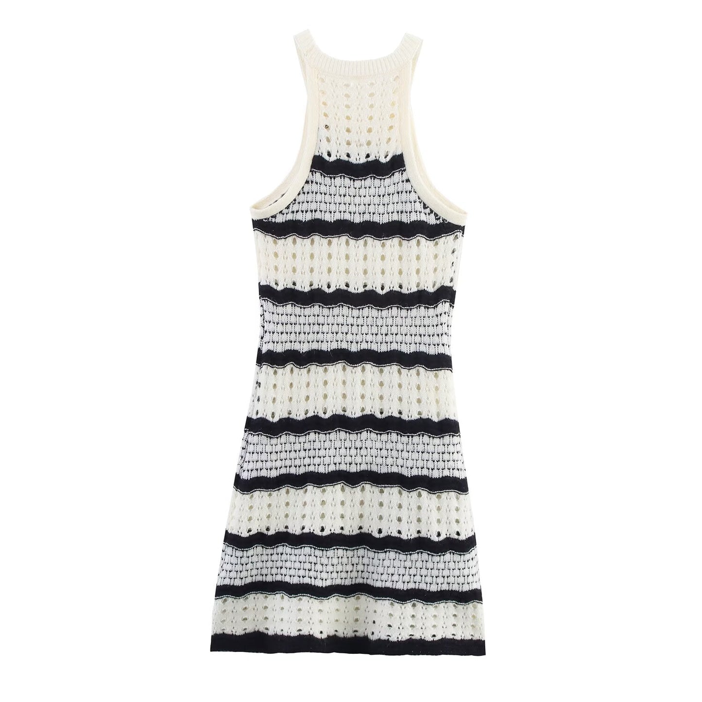 Women Clothing French Mixed Color Stripe Sexy Sling Dress