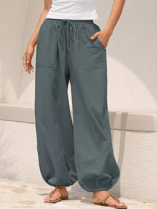 Casual Loose Fit Drawstring Waist Harem Joggers