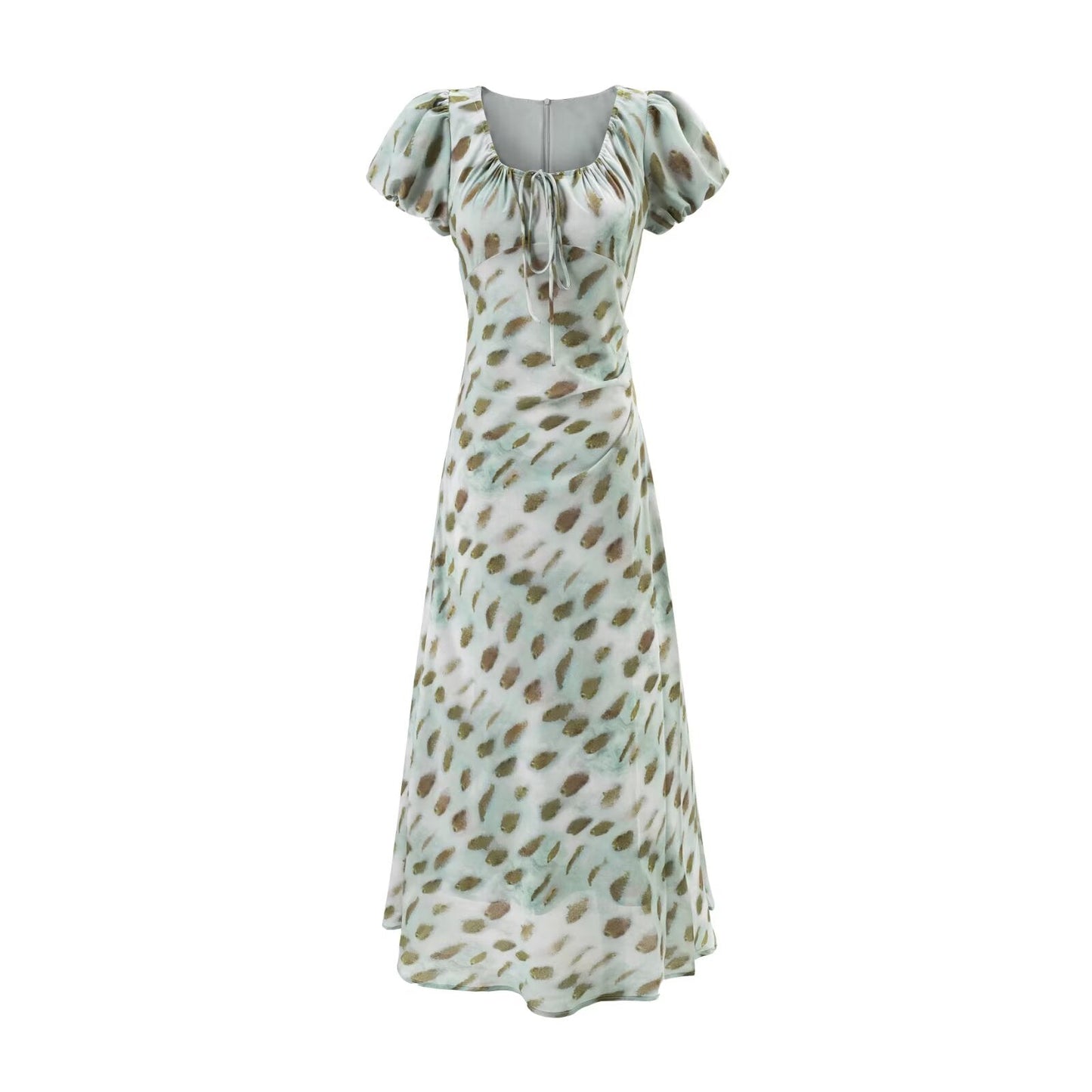 Summer Vintage Simple Holiday Series Casual Slim U Neck Dress