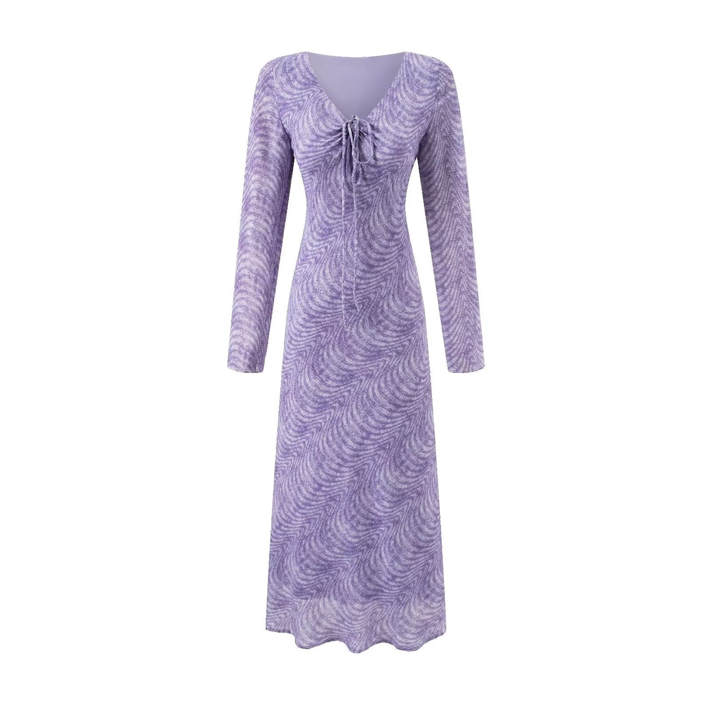 Summer Vacation Beach Casual Sexy V neck Tied Long Sleeves Dress