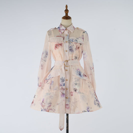 Women Dress Printed Shirt Short Dress Fairy Dress