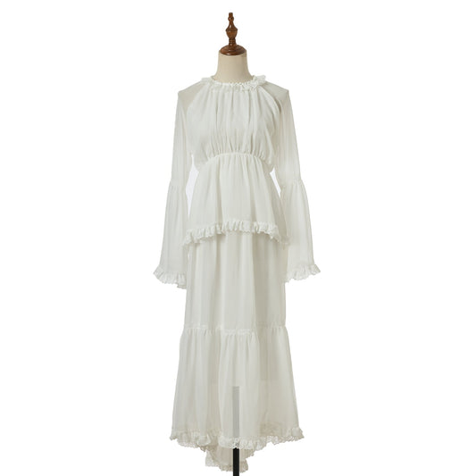 Woman Dress With Ruffled Edge Trim