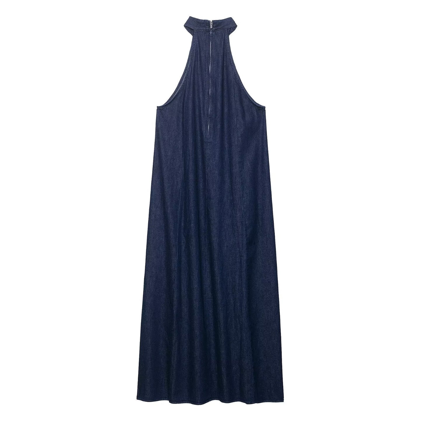 Autumn Casual Women Clothing Hanging Collar Denim Dress