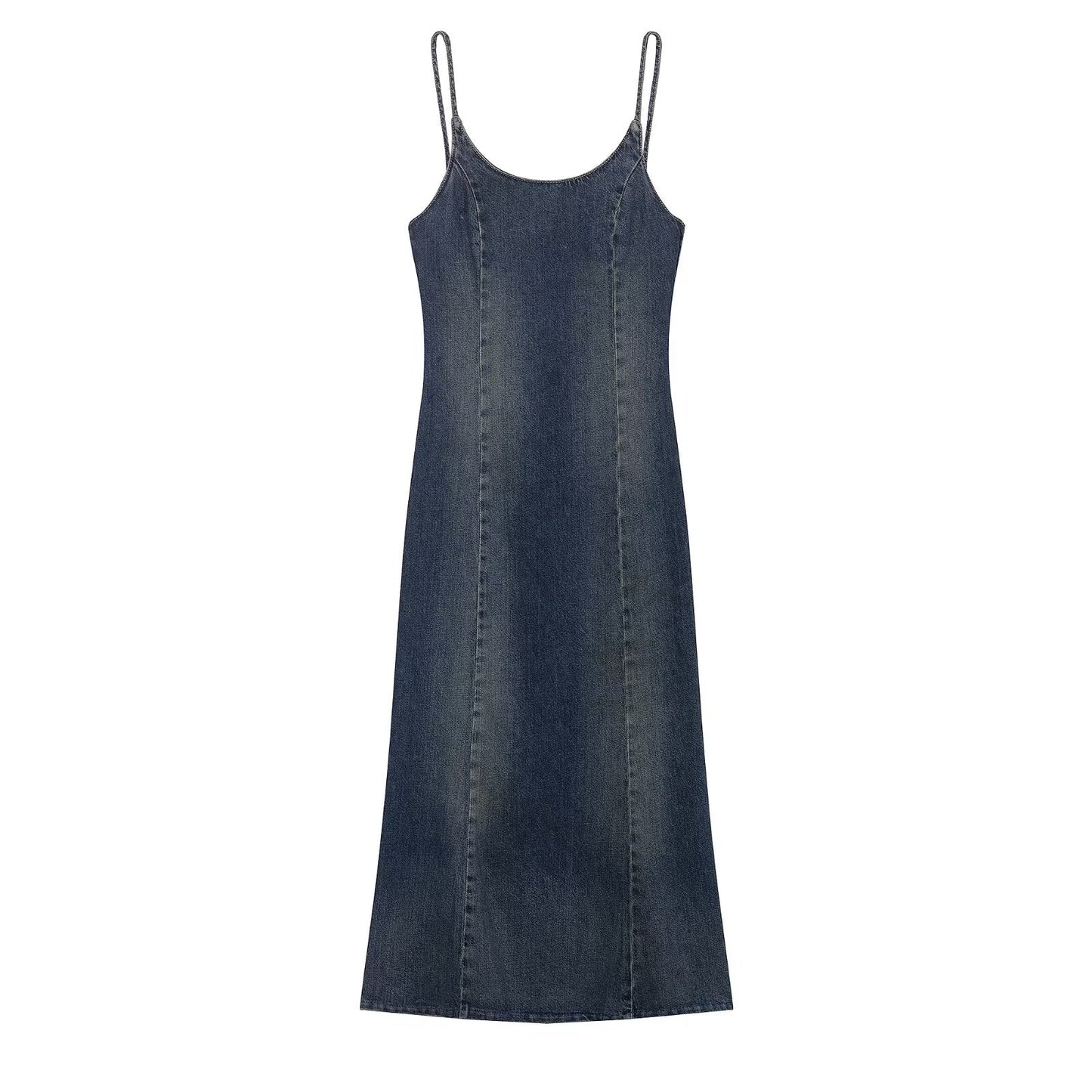 Women Clothing Summer Elegance Denim Midi Strap Dress