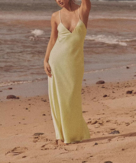 Autumn Silk Satin Texture Midi Skirt Dress