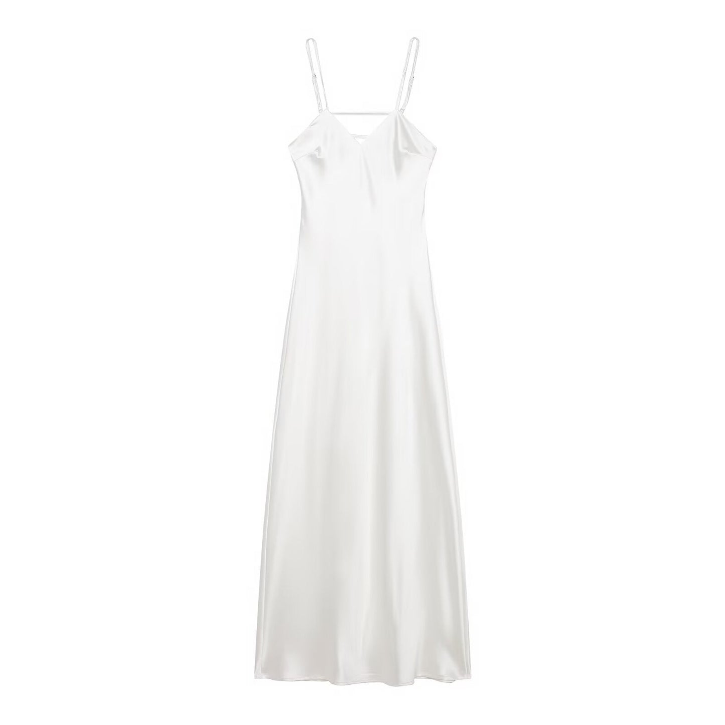 Autumn Silk Satin Texture Midi Skirt Dress