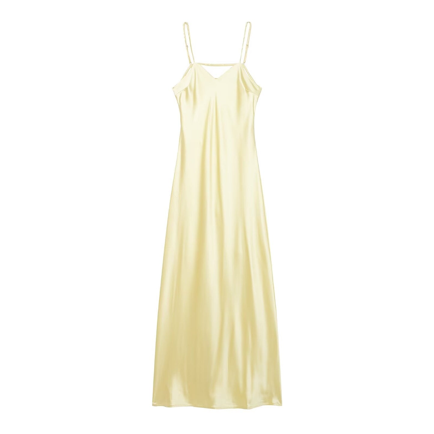 Autumn Silk Satin Texture Midi Skirt Dress