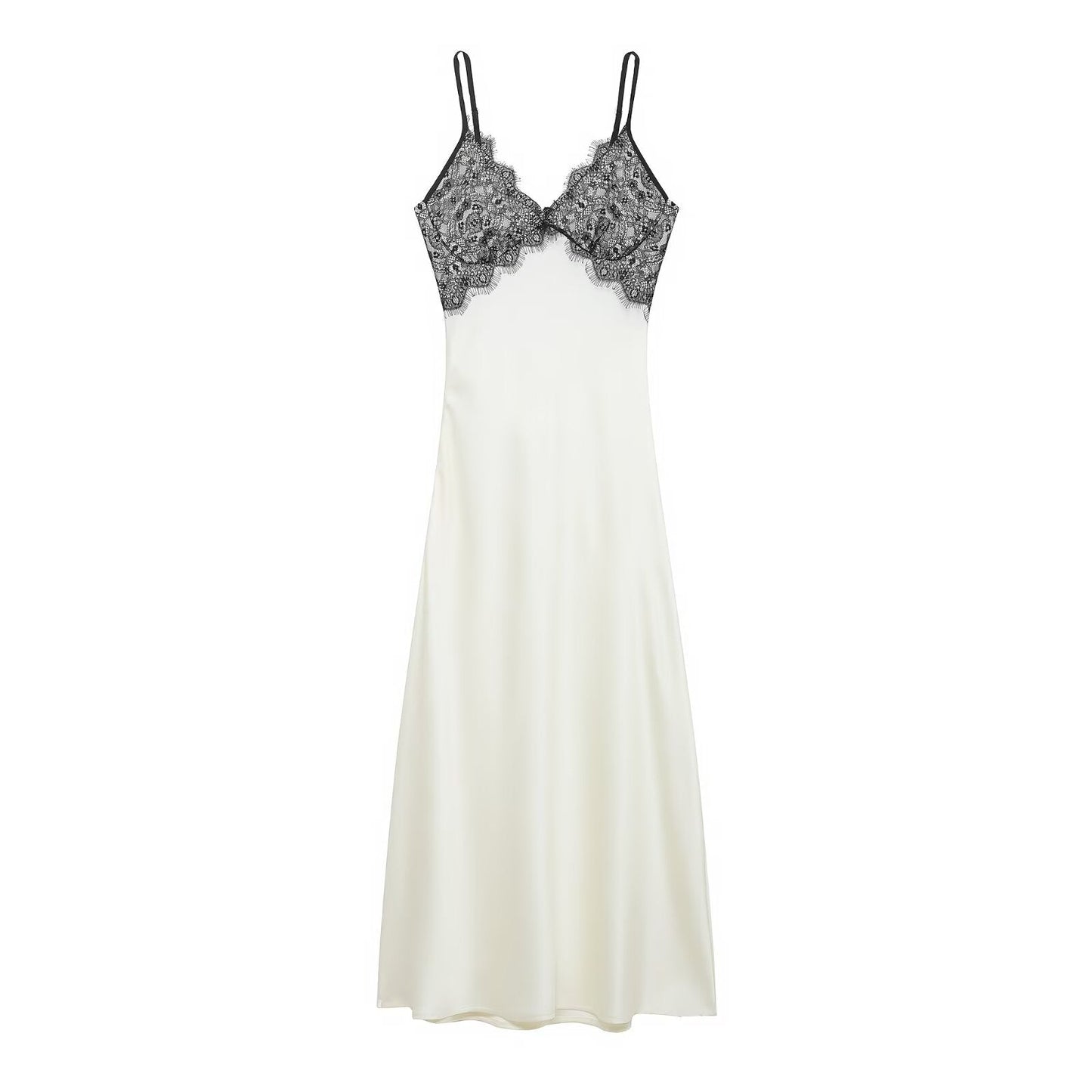 Women Clothing Fashionable V neck Lace Sense Backless Dress Midi Dress