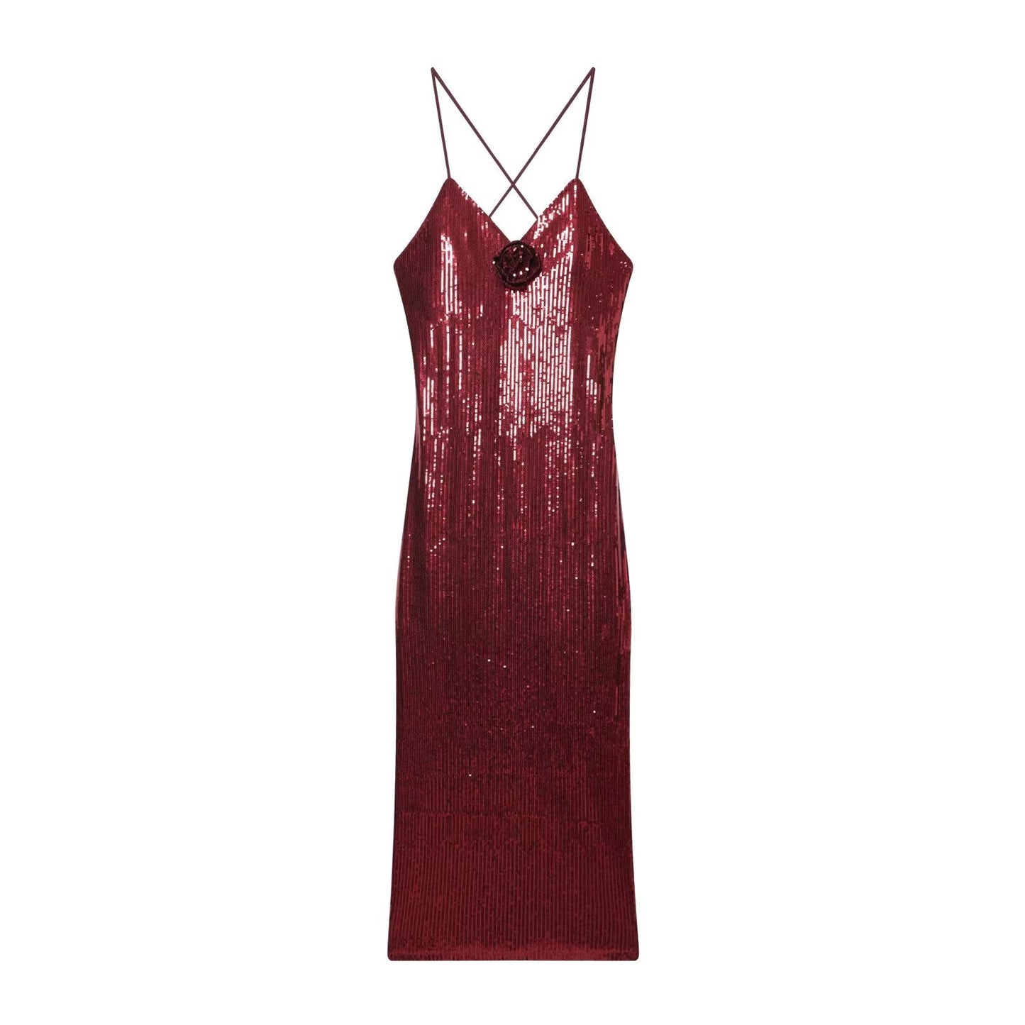Hot Selling Women Summer High End Sequin Design Suspender Dress
