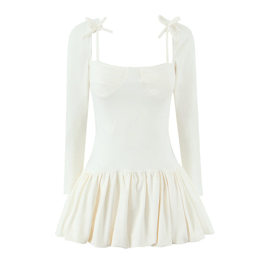 Women Long Sleeve Slim Fit Slimming Short Dress