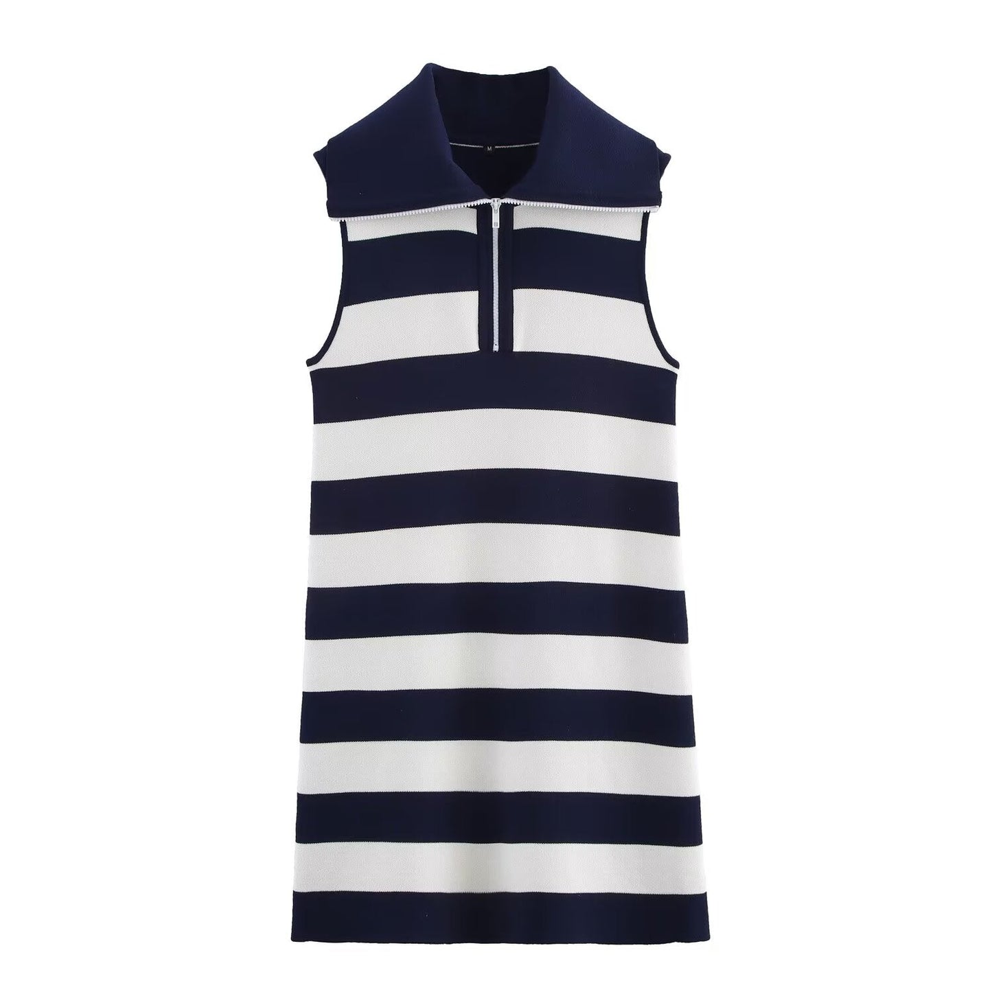 Women Clothing Summer Half Open Zipper Large Collared Dress