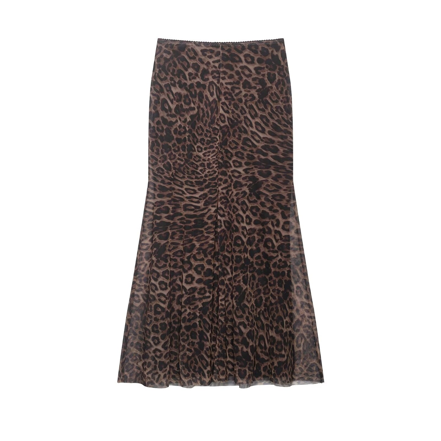 Women Clothing Summer Leopard Print Silk Net Sling Silk Net Skirt
