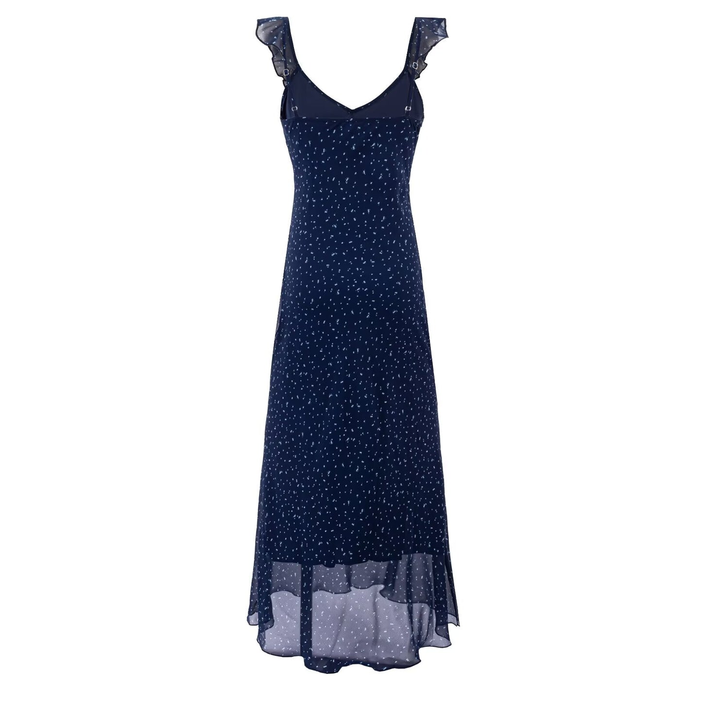 Sweet Ruffled Floral Dress Summer Waist Controlled Slim Fit Slimming Vacation Maxi Dress Women