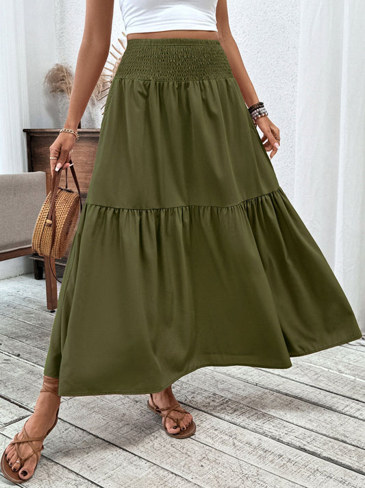 Smocked Waist Tiered Skirt