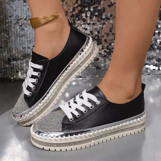 Rhinestone Round Toe Sneakers