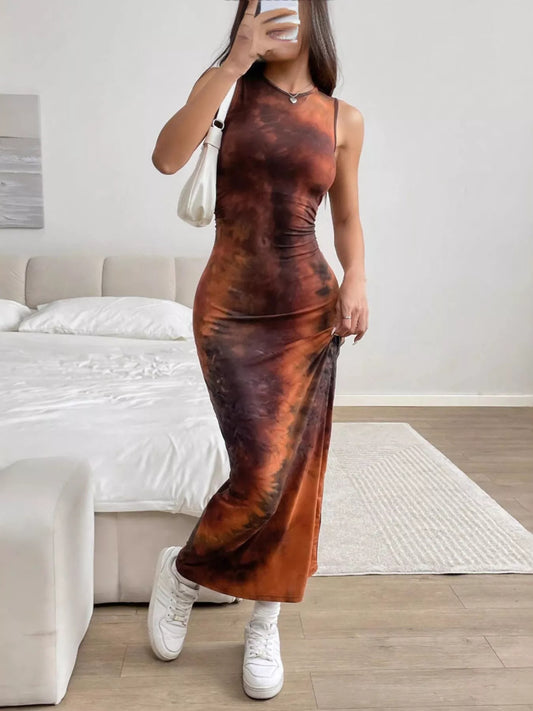 Tie-Dye Bodycon Maxi Dress
