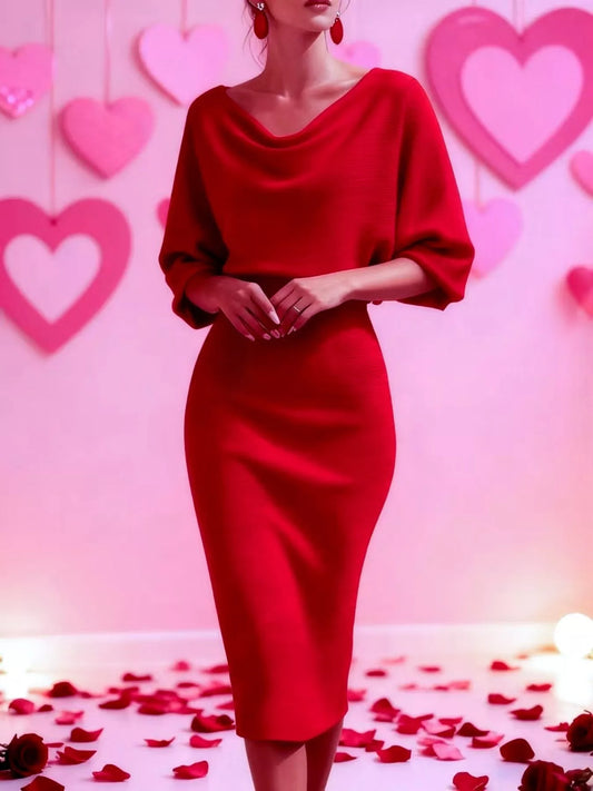 Cowl Neck Bodycon Midi Dress
