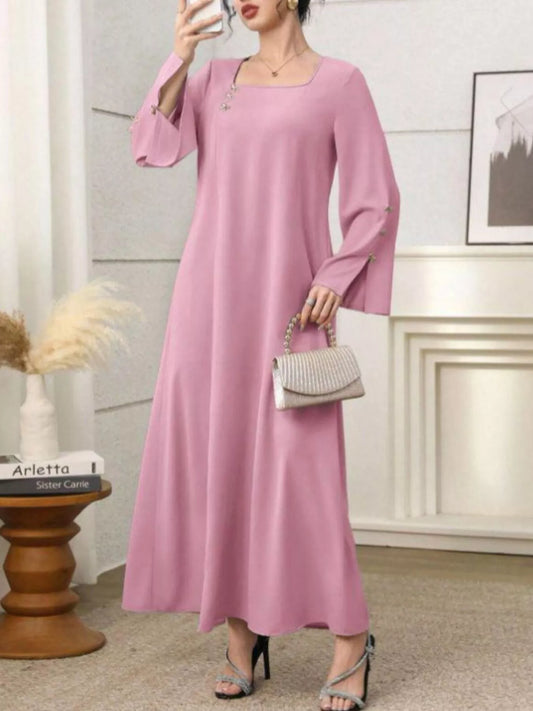 Square Neck Long Sleeve Maxi Dress