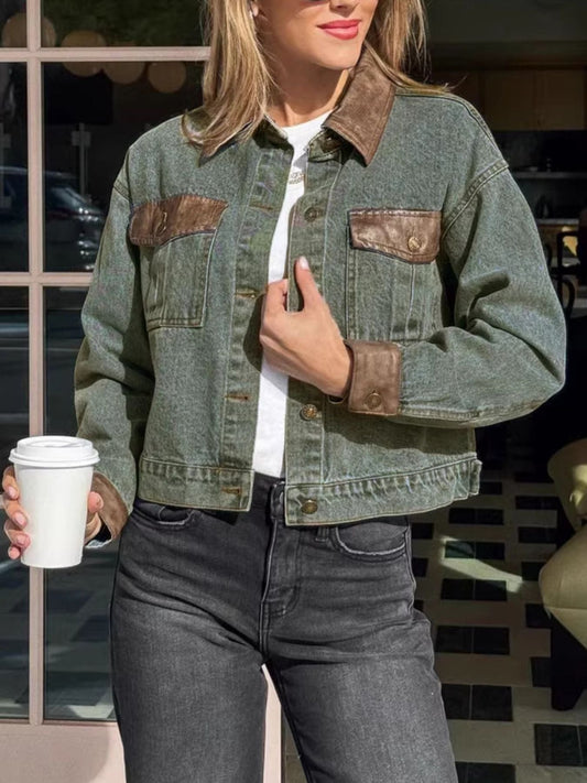 Button Up Chest Pockets Denim Jacket
