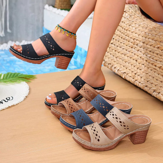 Open Toe Block Heel Sandals
