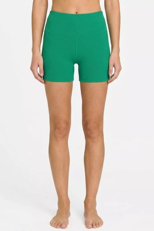 Brushed Microfiber Wide Waistband Biker Shorts